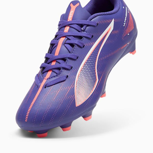 Chaussures de soccer à crampons pour terrain dur/terrain artificiel ULTRA 5 PLAY pour enfants, Lapis Lazuli-PUMA White-Sunset Glow, extralarge